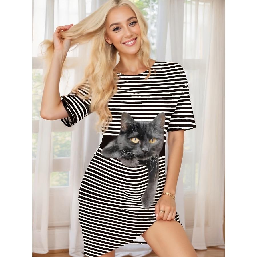 New Letter Printing Casual Versatile Fashion Trend High Quality Lightweight Medium and Long Dress