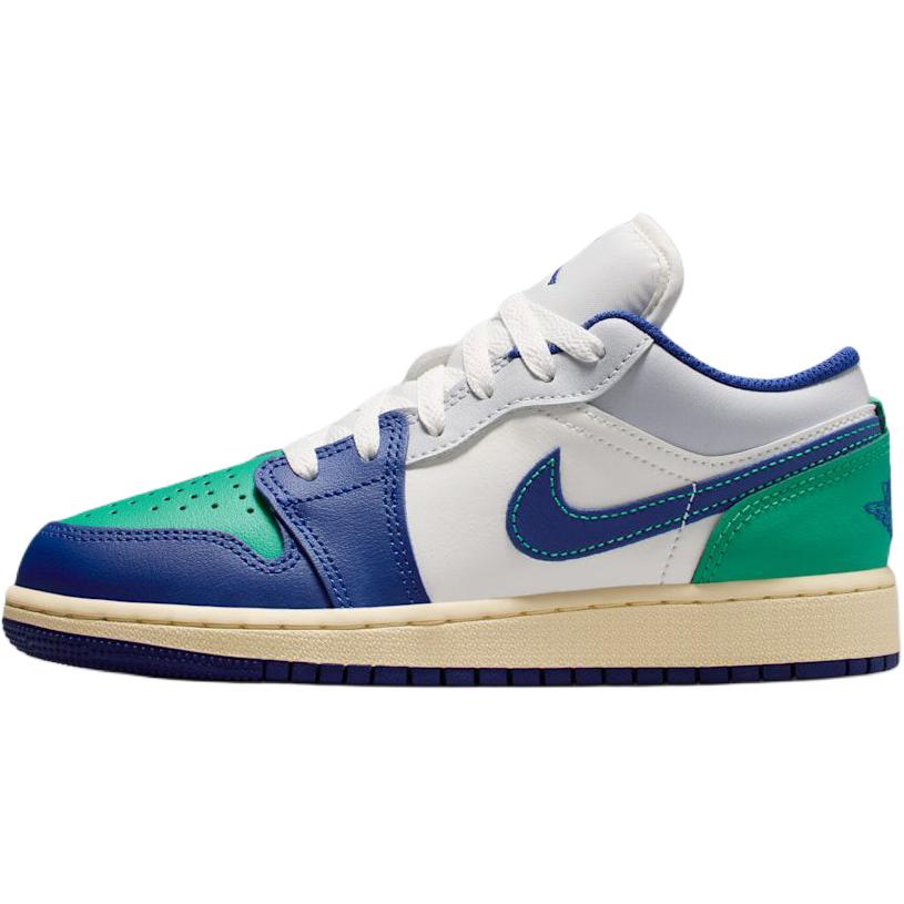 

Jordan Air Jordan 1 Slip Resistant Abrasion Resistant Low top Children s Basketball Shoes Beige Blue Teenagers 553560-147 40
