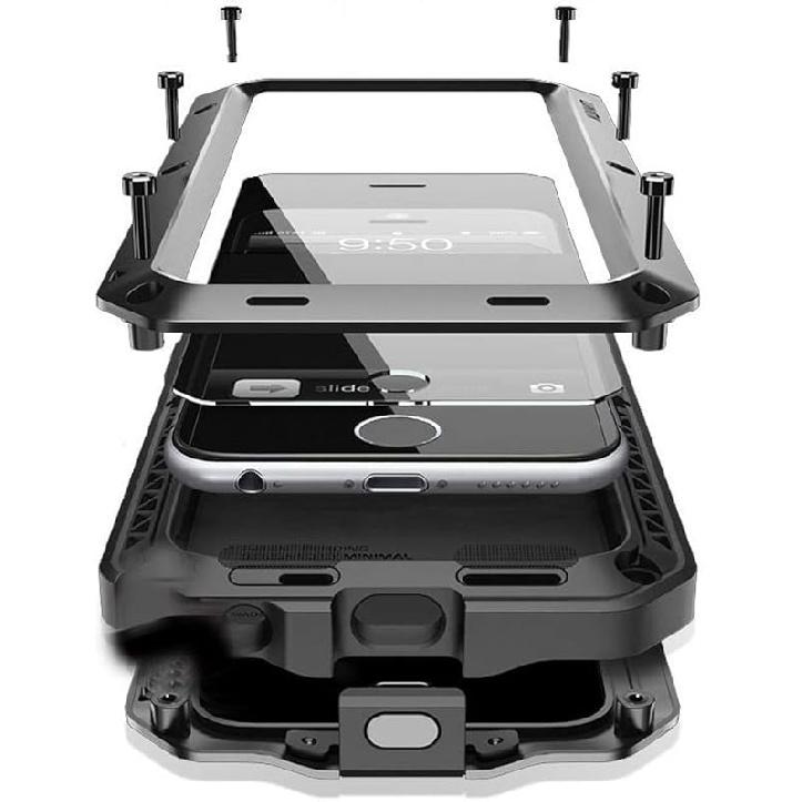 Marrkey Compatiable with iPhone 15 Case,360 Full Body Protective Cover Heavy Duty Shockproof Tough Armour Aluminum Alloy Metal Case with Silicone