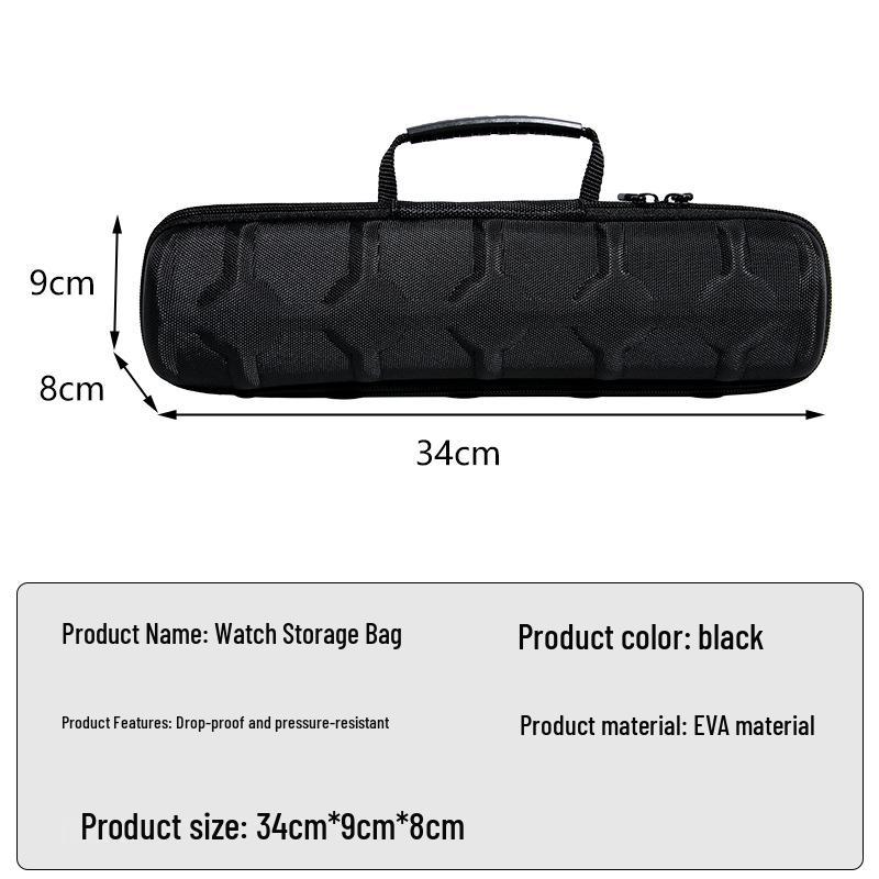 Black Portable Casio Watch Bag: 5-Slot, Dustproof, Drop-Resistant EVA Storage