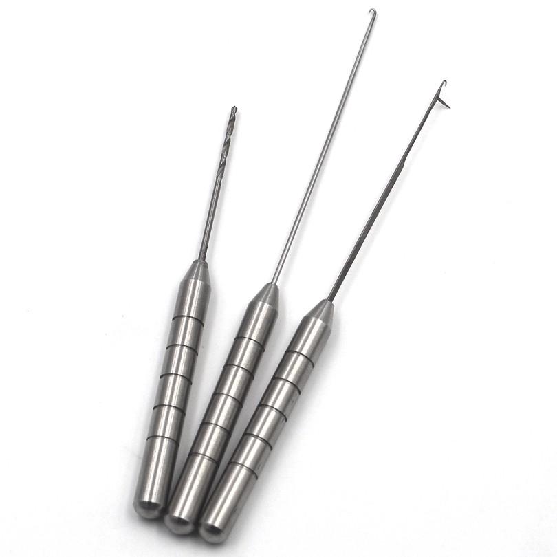 MNFT 1Set with 3pcs Stainless Steel Fishing Rigging Bait Drill&Needle Combo Set Strong and Easy to Use Carp Fishing Tackle Tools