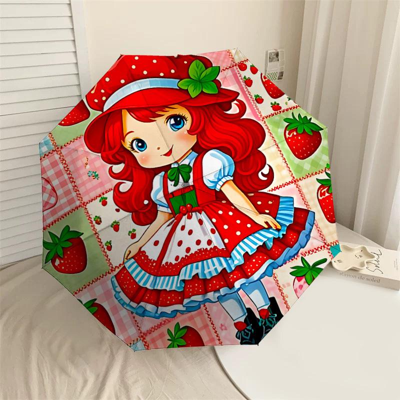 

1PC strawberry shortcake Umbrella-8-Rib Reinforced, Automatic Open, Lightweight & Durable, Cute Fashion Accessory for Outdoor-P88