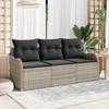 VidaXL 3-piece Garden Sofa Set with Light Grey Cushions In PE Rattan 3345562