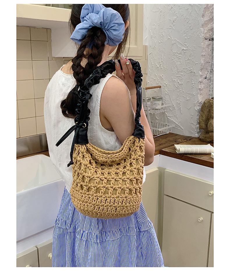 Korean Chic Woven Tote: Versatile Single Shoulder & Crossbody Beach Bag