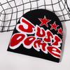 Knitted Hat Retro With Letter And Star Embroidery Design For Hip Hop Look Street