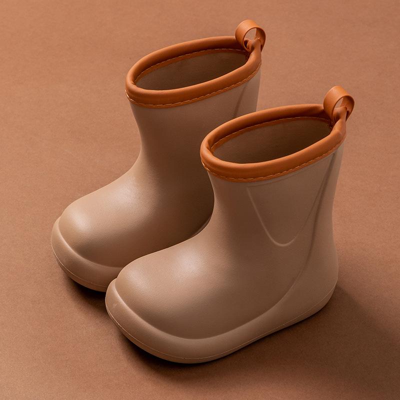 Solid Color Children's Rain Boots Outer Wear Thick-soled Medium Tube Non-slip Waterproof Simple Rain Shoes Outdoor Four-season Rubber Shoes