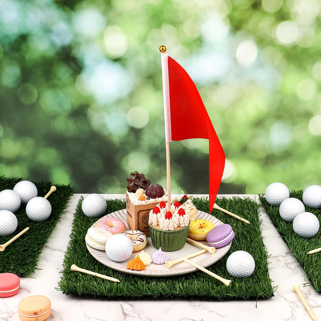 33 Pcs Golf Party Centerpieces Table Decorations Kit Artificial Grass Mats Red Flag Golf Tee Ball Supplies For Diy Sport Themed