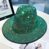 Chapeau femme automne et hiver mode strass élégant chapeau jazz rétro britannique polyvalent chapeau haut en laine incrusté de diamants tendance