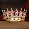 Barock Kristall Runde Diadem und Kronen Stirnband für Damen Party Abschlussball Diadem Braut Hochzeit Haar Accessoires Schmuck Krone Diadem