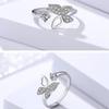 Korean-Style 925 Silver Butterfly Open Zircon Ring for Women – Elegant and Simple Design
