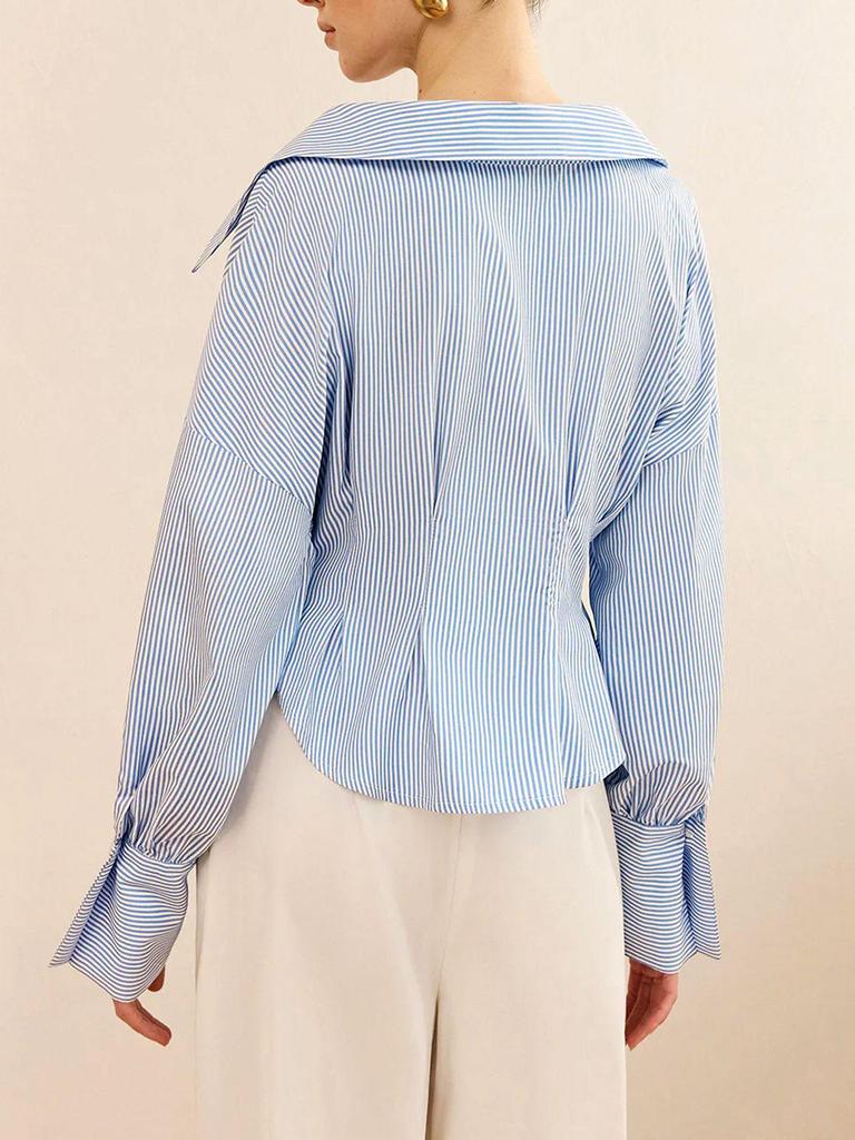 Trendy Women's European & American Striped Long-Sleeve Shirt - Niche Spring/Autumn Design