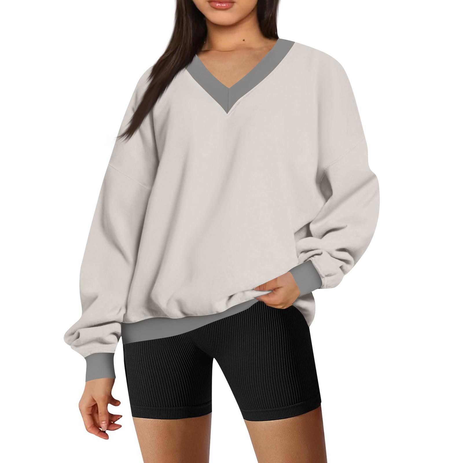 

Женские свободные толстовки повседневные удобные топы модные длинные рукава пуловеры толстовки XXXL серый