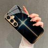 Neon Cross Pattern 2D Phone Case for Samsung S26 S25 S24 S23 S22 S21 S20 A56 A36 A16 Gold Glass Protective Cover