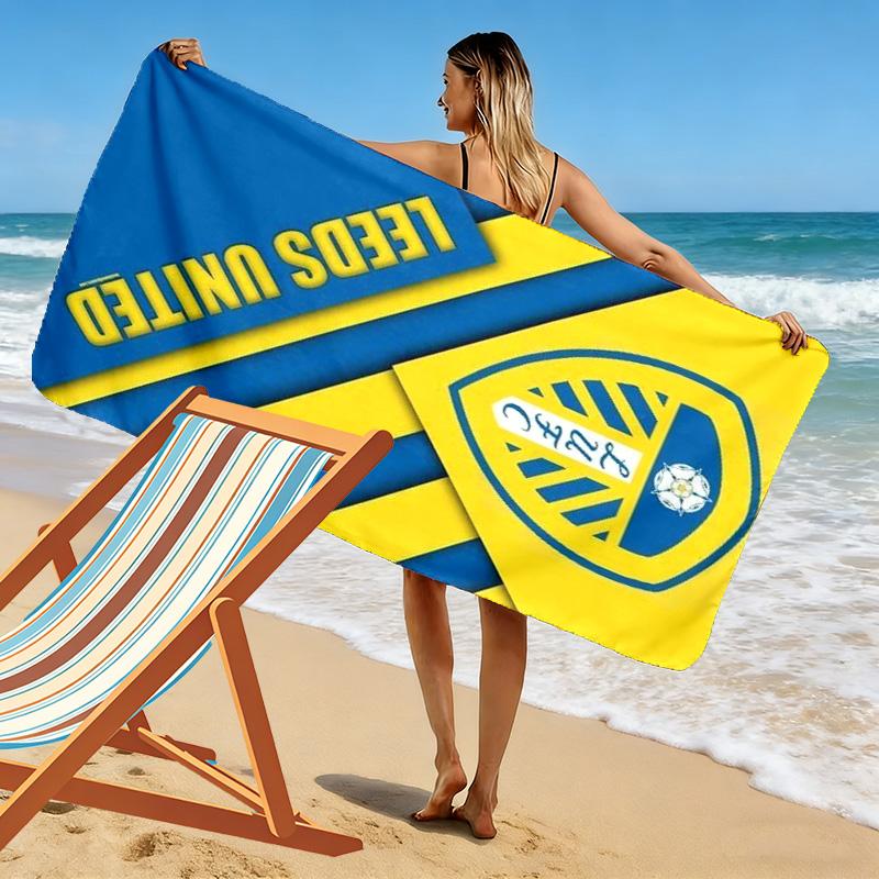 Leeds United Logo Aufdruck Strandtuch, Großes Weiches Schnelltrocknendes Handtuch für Strand Camping Schwimmen