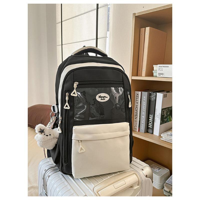 High value, fresh and sweet, contrasting color splicing backpack, casual and lightweight backpack for junior high school students