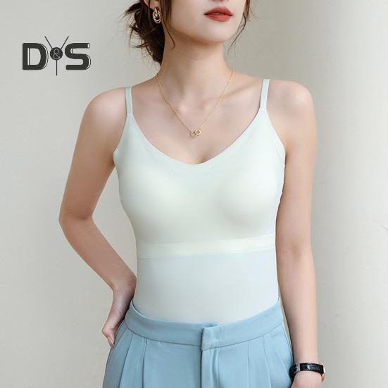 Women Underwear Adjustable Shoulder Straps Elastic Bottoming Vest with Chest Pad Traceless Design Ice Silk Tank Vest