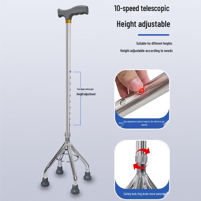 Multi-Functional Anti-Slip Quad Cane for Stability and Stair Assistance