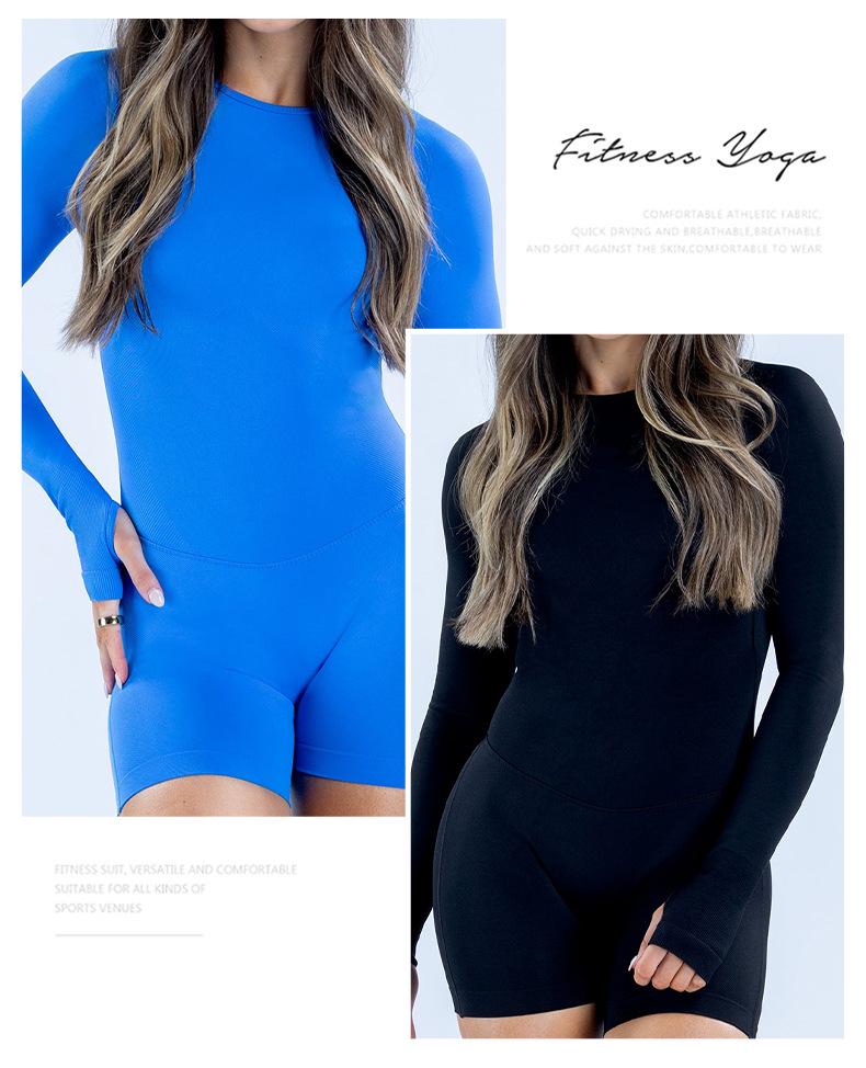 Seamless Quick-Dry Long Sleeve Yoga Bodysuit: European & Asian Fit