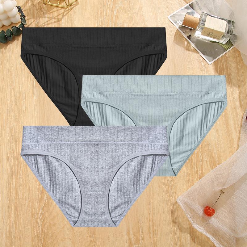 

3 шт. Хлопковые трусики Женское бесшовное нижнее белье Однотонные удобные дышащие трусики с низкой посадкой Сексуальное нижнее белье S-L Интимное S&Set