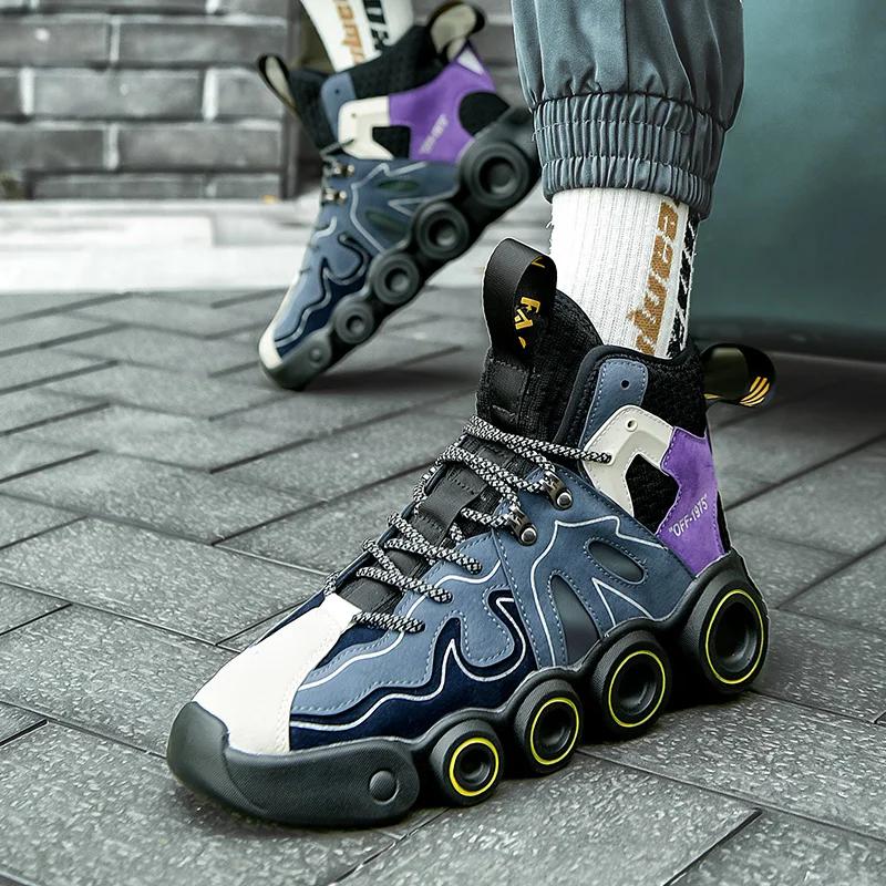 Anti-slip and Wear-resistant Sports Casual Shoes High-top Men's Shoes 2025 New Thick-soled Height-increasing Shoes