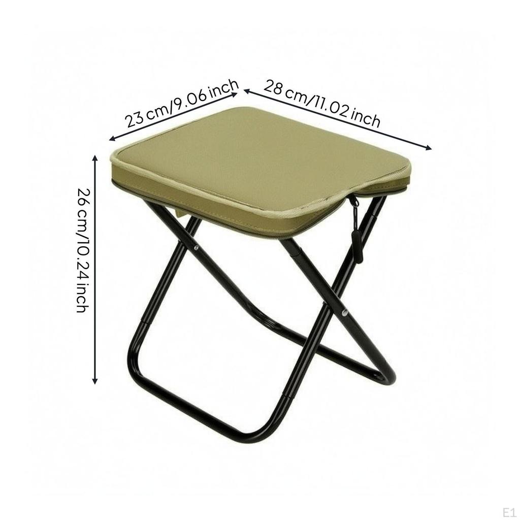 Padded Folding Stool LowProfile Portable Black
