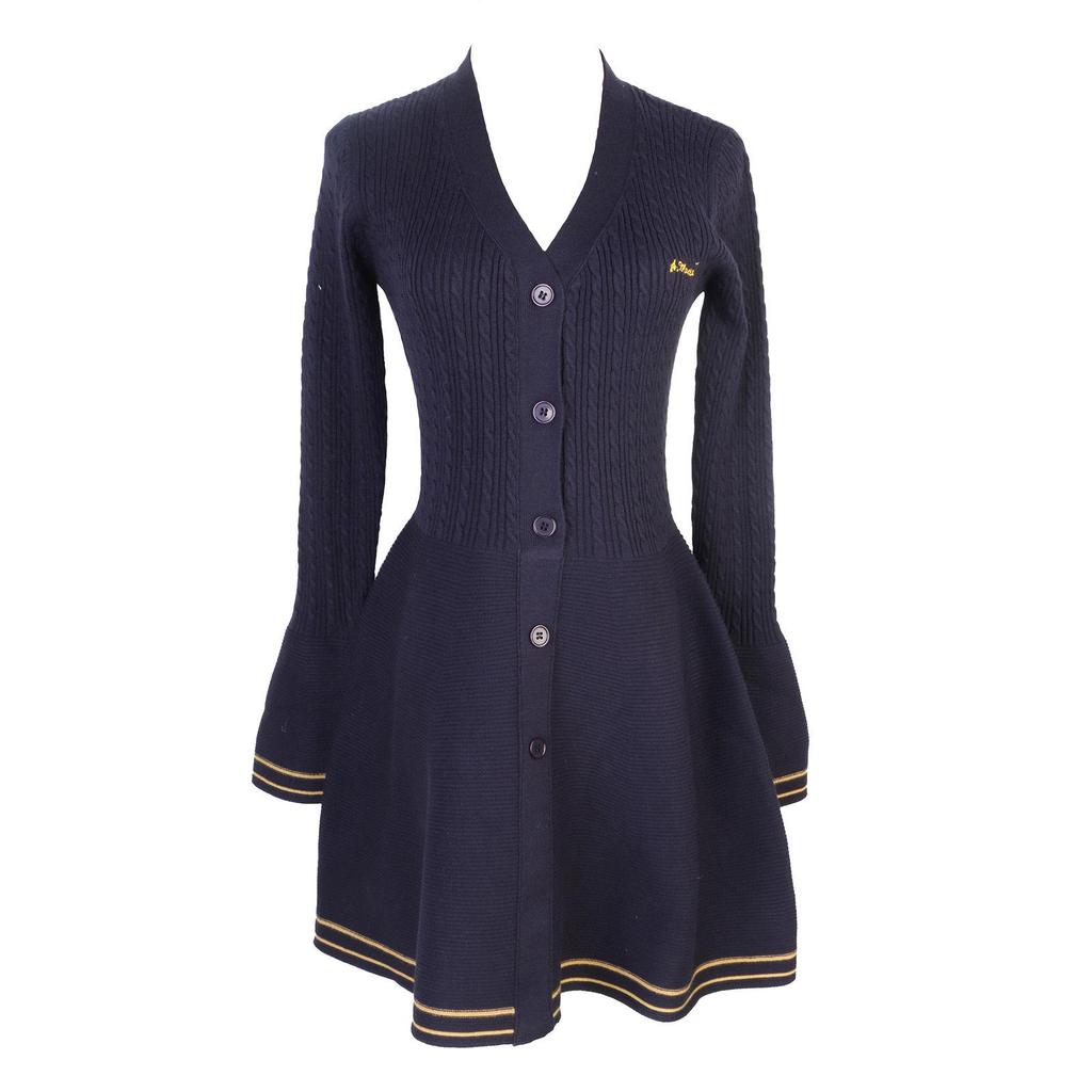 French Niche Spring/Summer 2025 V-Neck Ruffle Hem Knit Dress