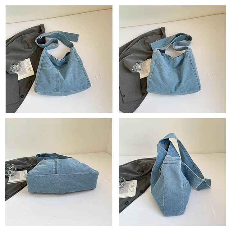 Denim Bow Strap Tote Bag Women