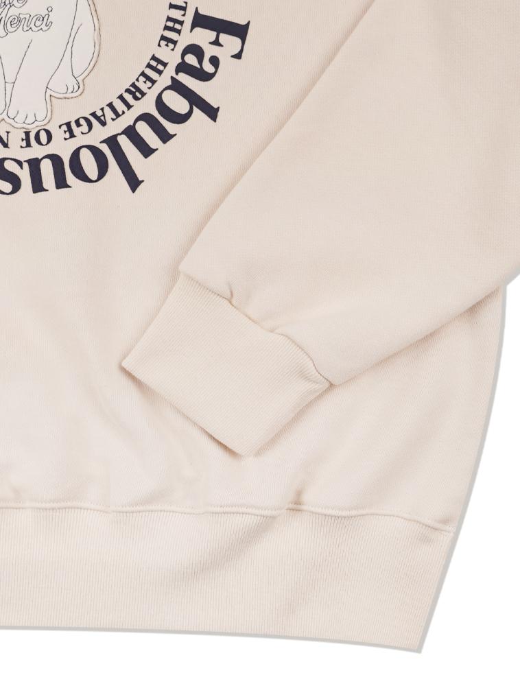 LA MAISON STUDIO Women'S Crop Maison Catpatch Heavy Terry Sweatshirt Cream (Fcd3Ts710W)