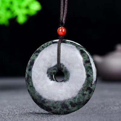 Natural King Stone Jade Pendant - Large Ping An Kou Hanging Ornament