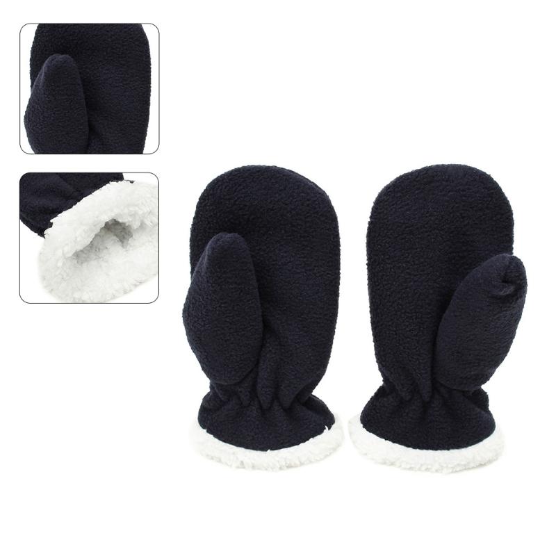 Solid Color Gloves Warm Full Finger Mitten Simple Winter Outdoor Gloves Fuzzy Plush Gloves for Boys Girls Multi Size