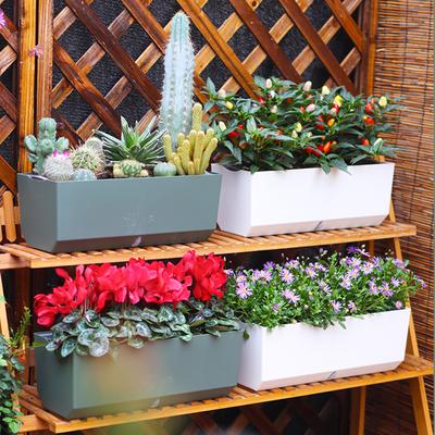 Selbstbewässernder Blumentopf Kunststoff Hydroponisch Fauler Blumentopf Rechteckig Wasserspeicher Pflanzentopf Schreibtisch Topfpflanze Heimdekoration