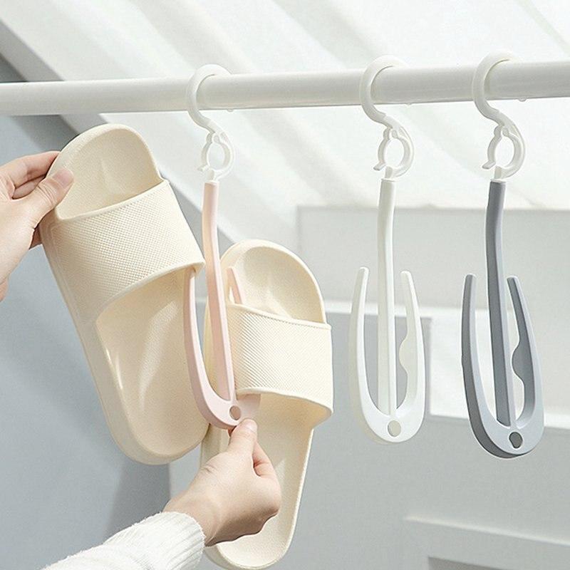 Slatable Double Hanger Drying Facial Household Rotary Drying Strapping Outdoor Anti-windwear Shoes Rack