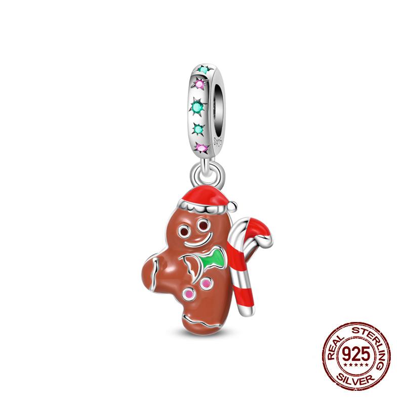 Christmas Charms Beads Copper Christmas Tree Snowman Elk Charm Fit Original Bracelet Pendents Women Party Jewelry