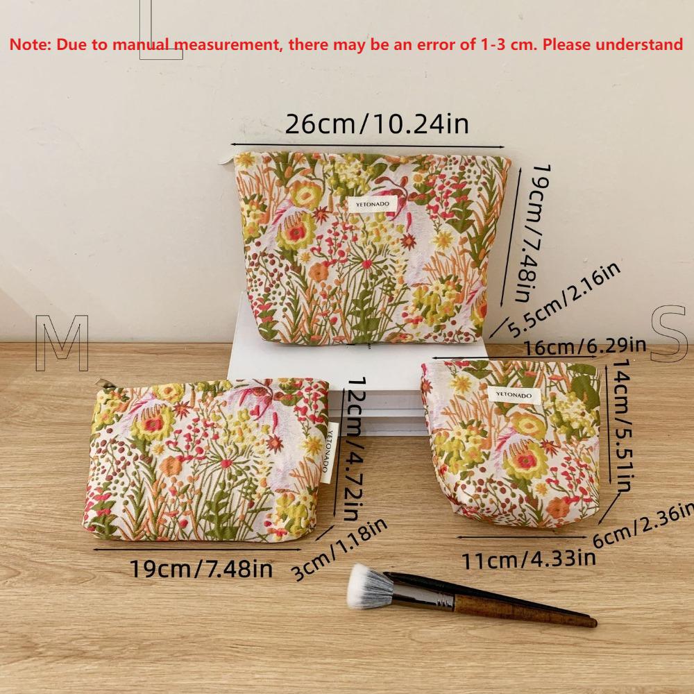 INS Style Vintage Flowers Cosmetic Bag Portable Hand Cosmetic Bag Travel Out Toiletries Storage Bag Makeup Tools Storage Box