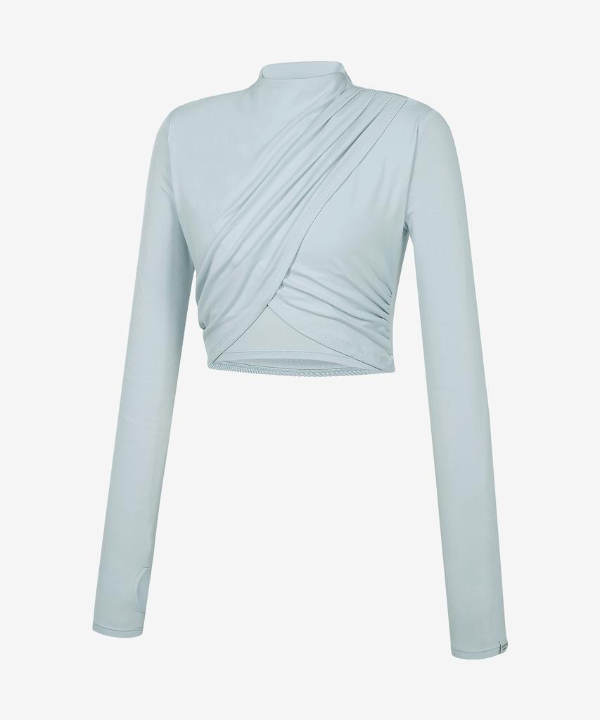 GRANDE LINE High Neck Shirred Cross Long Sleeve_8 Colors