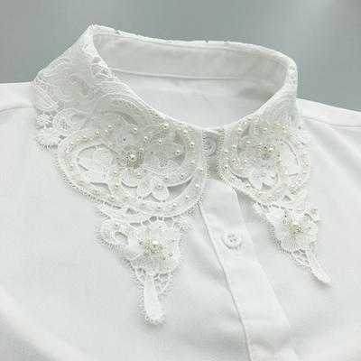 Col Faux Perles Fait Main pour Femme pour Pull Décoration Vêtements de Cou Dames Demi-Chemise Col Faux Amovible Décoratif