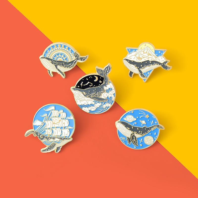 Creative Whale Design Alloy Brooch With Stunning Wave And Starry Sky Features For All Occasions
