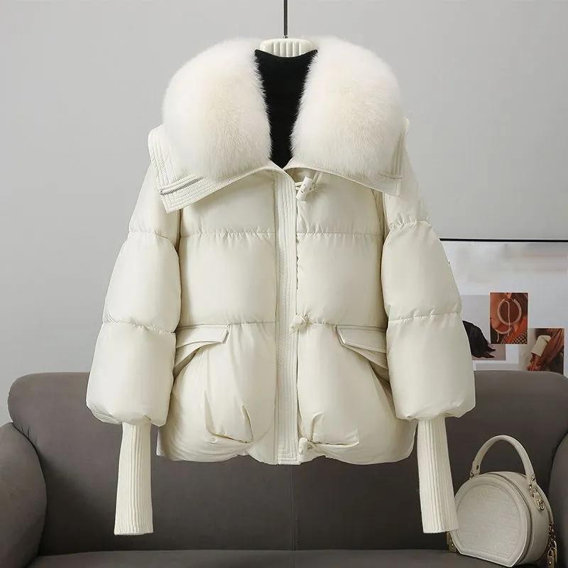 Winter Women's Warm Coat Thicken Fur Collar Jacket Short Down Cotton Loose Outwear Solid Casual Female Parkas Coats