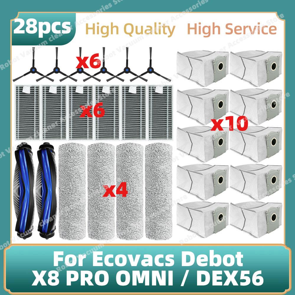 Kompatibel für Ecovacs Debot X8 PRO OMNI / DEX56 Zubehör Hauptseitenbürste Wischlappen Staubbeutel Ersatzteile