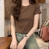Women's Slim Fit Short-Sleeve Solid Color T-Shirt - Korean Style Summer Top