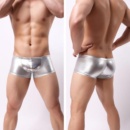 Men Boxers U Convex Breathable Solid Color Smooth Surface Slim Fit Anti-septic Mid Waist Elastic Men Underpants for Daily Wear