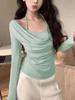 Herbst Französische Mode Retro Sexy Oberteile Damen Elegant Schlank Fake Zweiteiler T-Shirt Streetwear Neues Design Schick Hübsche Kleidung 2026