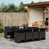 Vidaxl 9-Cz. Tuinmeubelset met Kussens, Zwart, PE Rotan