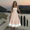 2026 spring and summer sweet romantic French fake style dress, suspender positioning printing waist backless European and American women's clothing