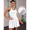 Charmleaks Damen Tennis Kleid mit integriertem BH und Shorts Reißverschluss vorne Plissiertes Sportkleid Nahtloses Golfkleid