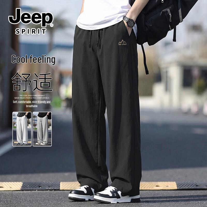 

JEEP SPIRIT Men s Washed Cotton Straight-Leg Casual Pants L