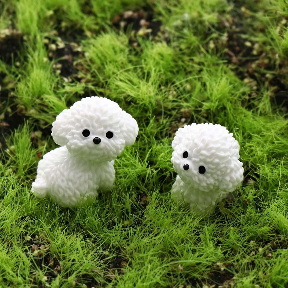 Lovely White Bichdog Micro Landscape Potted Landscaping Widget Car Resin Process Decoration DIY Accessories Car Ornament