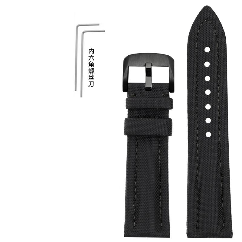 For BLANCPAIN Co branded Fifty Fathoms Five Oceans Nylon silicone bottom Watch Strap Black Men's Canvas Bracelet 22MM Watchband