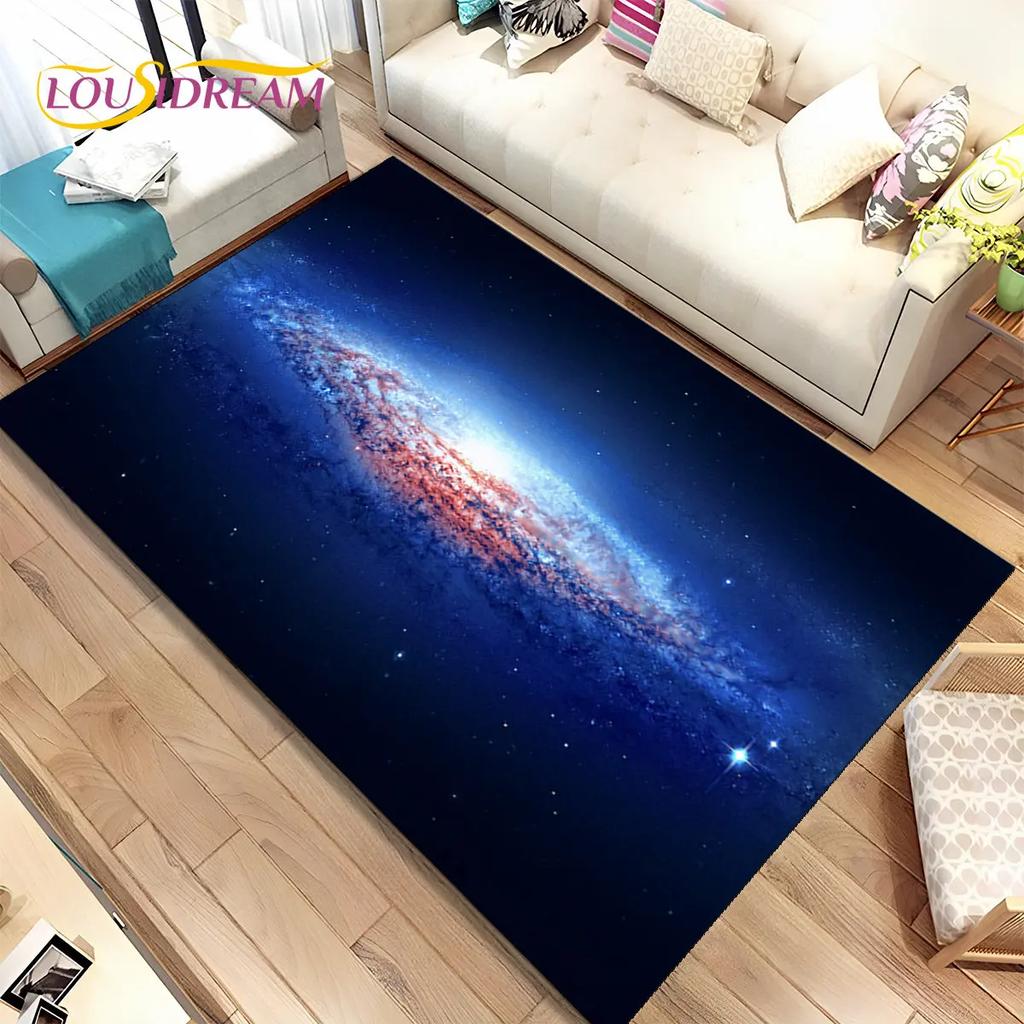 Galaxy Universe Space Stars Area Rug,Carpet Rug for Home Living Room Bedroom Sofa Doormat Decor,Kids play Non-slip Floor Mat HD