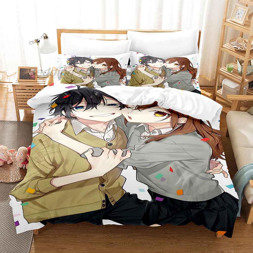 Horimiya Bettwäsche Set Einzelbett Twin Full Queen King Size Bettset Aldult Kinder Schlafzimmer Bettbezug Sets 3D 2022 Anime Bettlaken Set